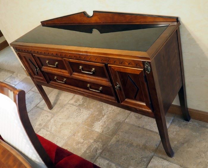 Formal Stanley Sideboard With Granite Top And Brass Accents, 40" x 59" x 17"