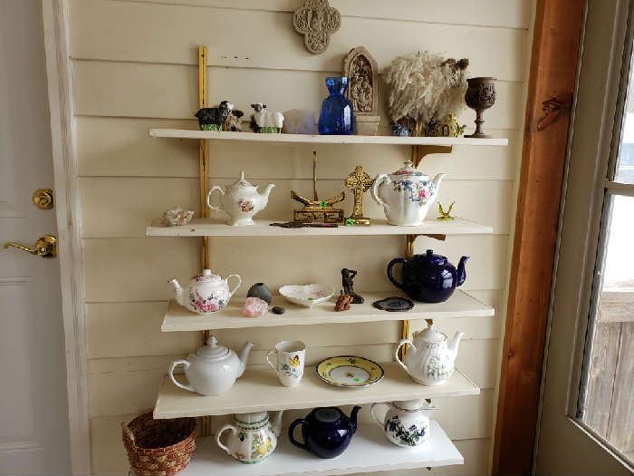 Some of teapot collection shown here.