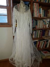 Vintage (1955) wedding dress and veil.