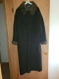 Wool winter coat with lamb's wool collar and cuffs. "Like new".