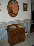 Oak commode and mirror