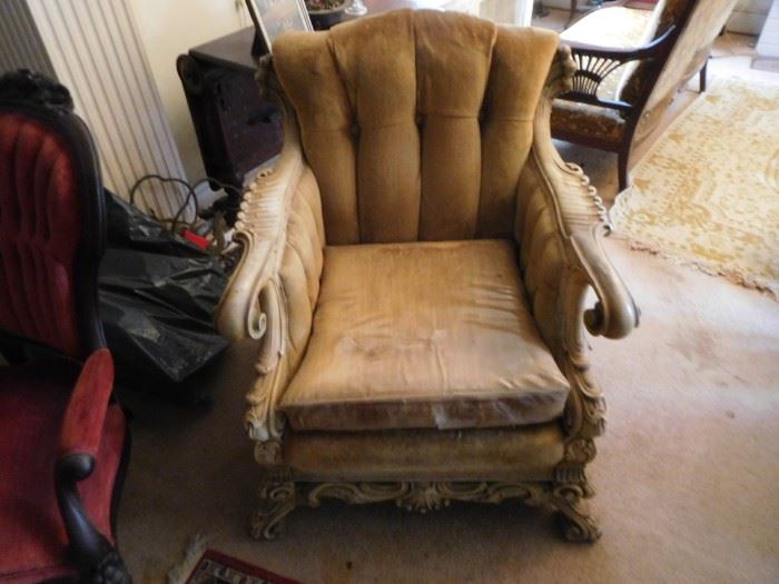 neat wood chair-needs tlc