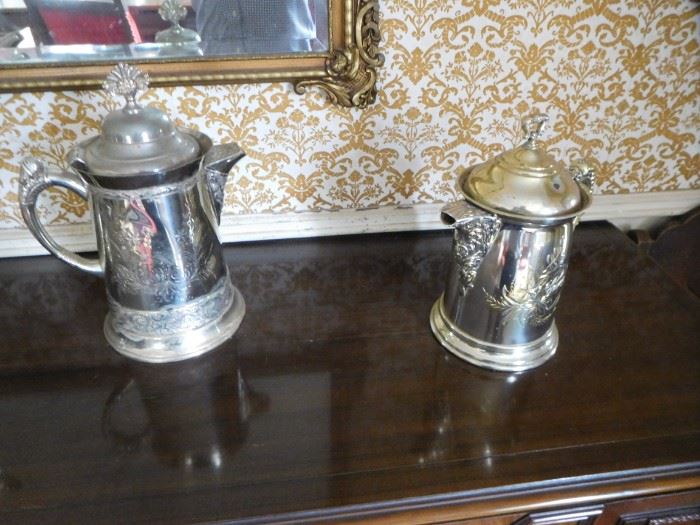 turn  of  the  century silverplate water  servers