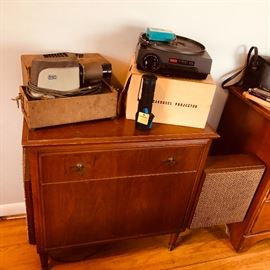 Vintage projectors and carousel projector
