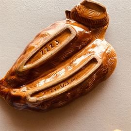 Mid Century Orange Glazed dip ashtray and lighter