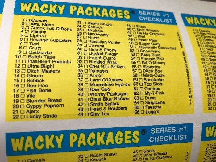 Wacky Packages Topps bubble gum trading cards complete set