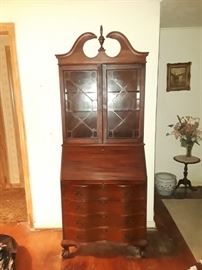 Solid wood early 1900s secretary.desk, lighted fold down desk, excellent condition