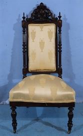 207a  Rosewood Victorian side parlor chair, 44 in. T, 21 in. W, 18 in. D.