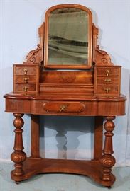 237a English mahogany dressing table with 7 drawers and lift up compartment, 62 in. T, 41 in. W, 12 in. D.