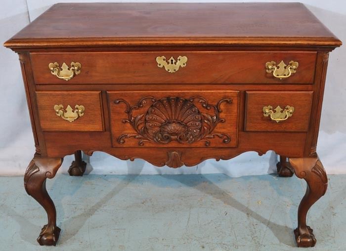 326a  Mahogany Chippendale Centennial low boy chest with brass pulls, 30 in. T, 38 in. W, 20 in. D.