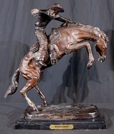 344a  Contemporary bronze casting of Frederic Remington, 16 in. T, 12 in. w, 6 in. D.