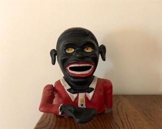 Cast iron Black Americana bust with mechanical arm