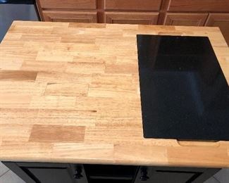 Rolling kitchen island w/wine storage, drawers, cabinets and dropleaf