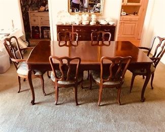 Cherry French provincial Table with four chairs two arm chairs