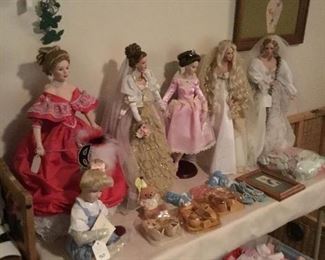 Porcelain dolls and vintage baby shoes
