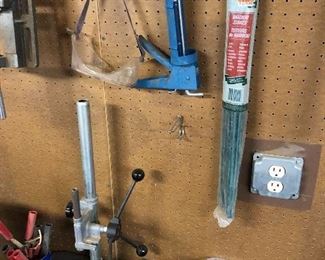 Reloader, drill bits, bamboo rods, safety glasses