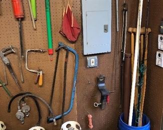 LP gas bottles, saws, syphons, hitch, hose, crutches, gas regulators