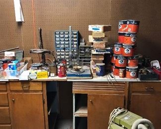 Parts bins, vintage tobacco cans, vintage cigar boxes