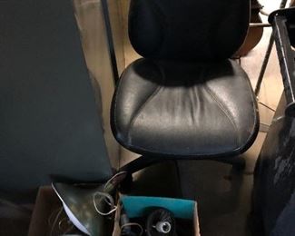 Office chair, retro 1950’s light fixtures,