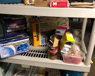 1/2 hp pump, assorted mouse traps, Wagner paint sprayer, parts bins, torque wrenches