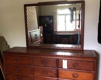 Wood dresser with mirror