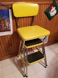 Original and minty 1950's Vinyl Step stool Kitchen chair, 2 available 