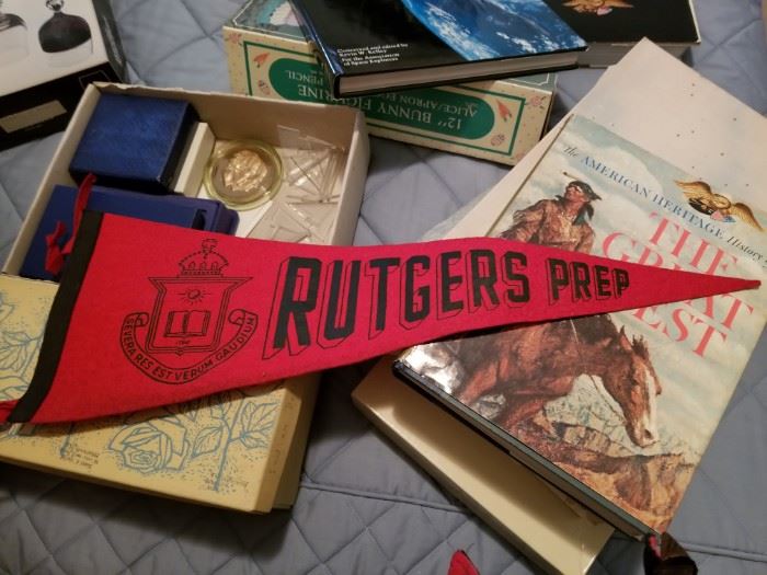 Vintage banner, books and misc