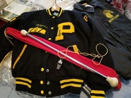 Vintage 1960 Piscataway NJ Girls Wool Letterman Jacket w Majorette Baton