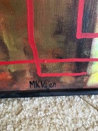 MK Vajen signed mid century Oil on canvas
