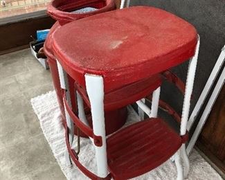 Vintage Red Adjustable stool