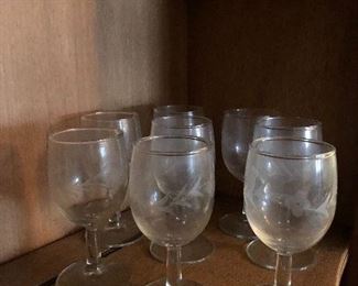 Vintage etched wine glasses
