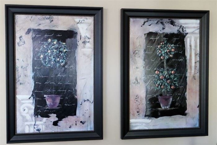1. Pair of Decorative Paintings Framed