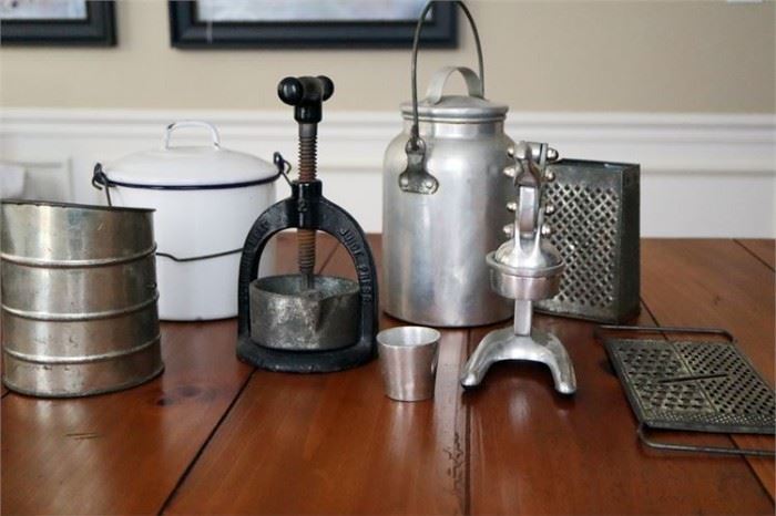9. Vintage Lot of kitchenware Including Juice Presses