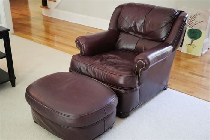 32. Leather Lounge Chair Ottoman