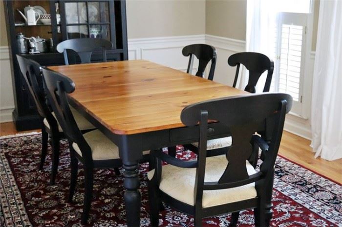 43. ETHAN ALLEN Farmhouse Dining Room Table Six 6 Chairs