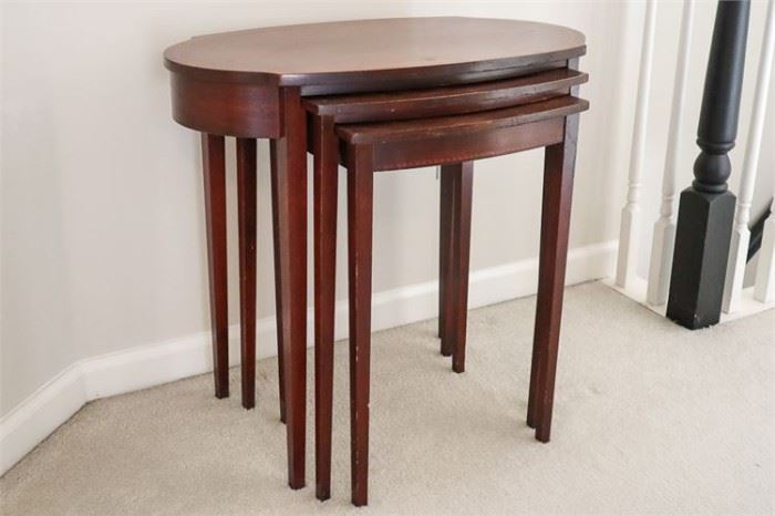 85. Set of Mersman Oval Mahogany Nesting Tables
