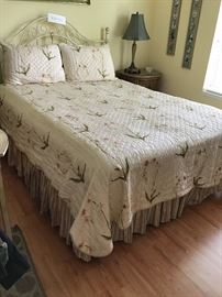 Queen Size Bed with Cream Iron Headboard