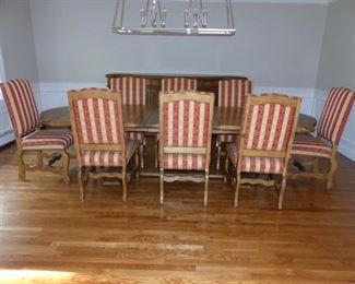 Dining table with 8 chairs and buffet cabinet