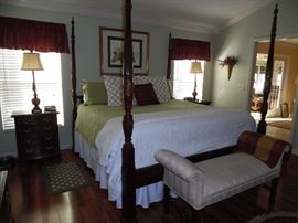 King size Four Poster Bed in Dark Wood.