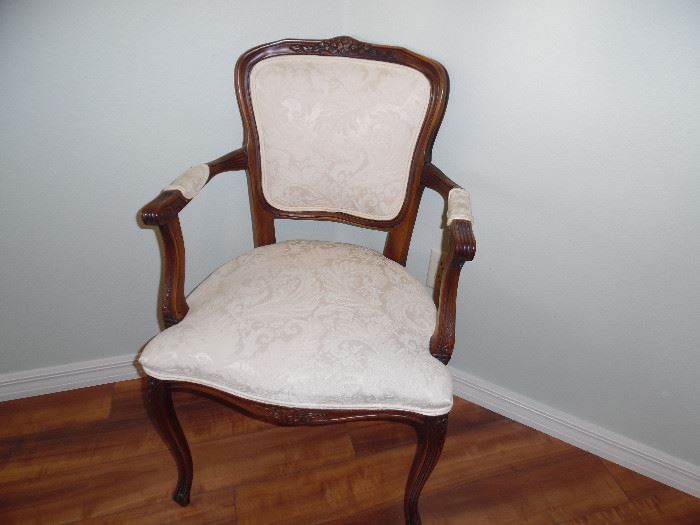 Wood framed chair with White upholstery (pair)