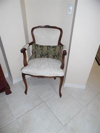 Pair of Wood framed chairs, oyster upholstery