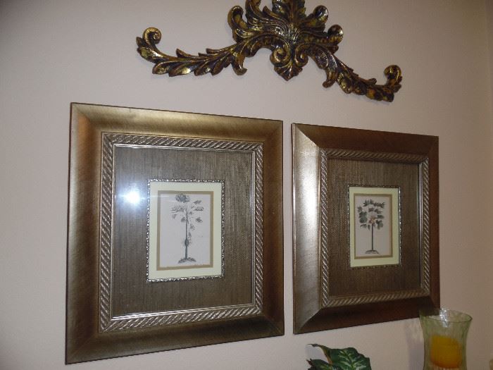 pair of botanical prints, beautifully matted and framed