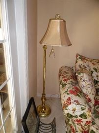 Brass floor lamp, adjustable arm