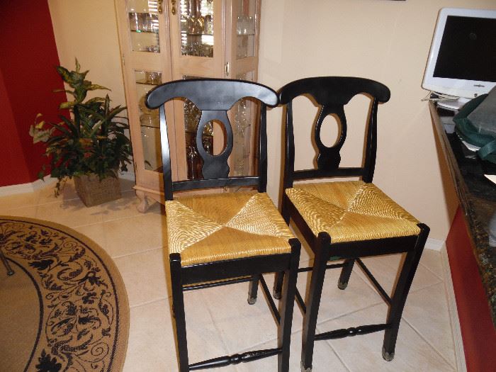 2 Black Wood Bar stools (countertop height)