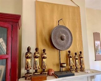 Buddha and monks and gong