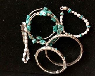 Turquoise and opal bracelets and bangles
