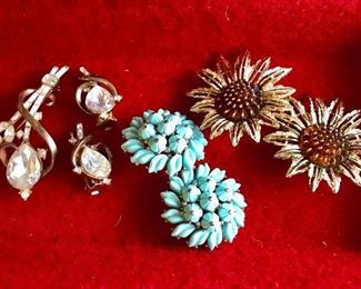 Vintage Trifari, Sarah Coventry earrings, pin