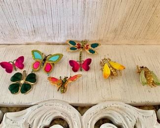 Vintage butterfly and bee pins