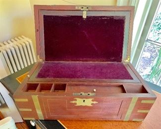 Small vintage inlay desk (open)