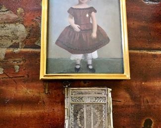 Antique framed picture of a young girl